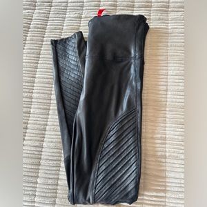SPANX faux leather moto-style black leggings- barely worn!
